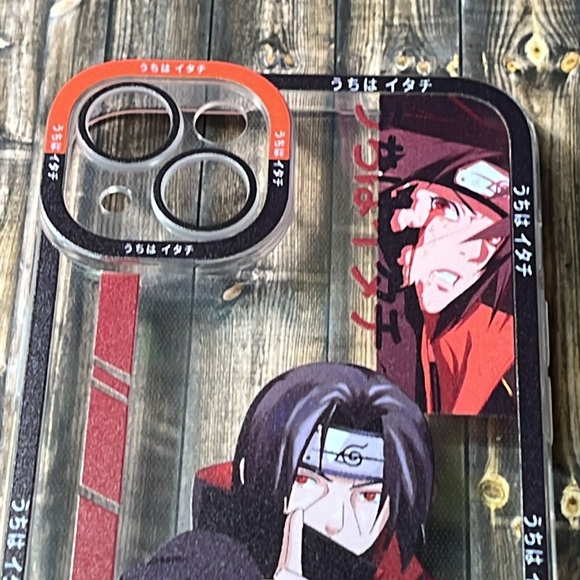 5for$10 Anime Itachi Uchiha iPhone 15 Plus Transparent Red Trim Phone Case NWT - Picture 2 of 5
